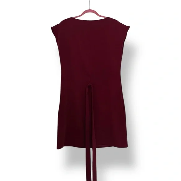 Of Mercer Burgundy Short Sleeve Tie Front Dress Sz M - Picture 7 of 12
